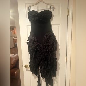 Fashion Nova Black Strapless Ruffled Mini Dress